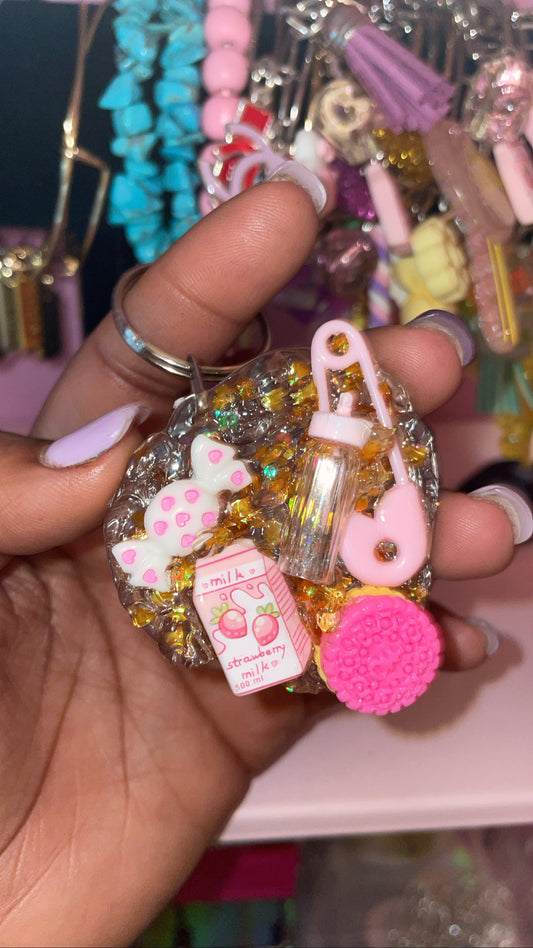 “ Think Pink “ I Heart Custom Keychain