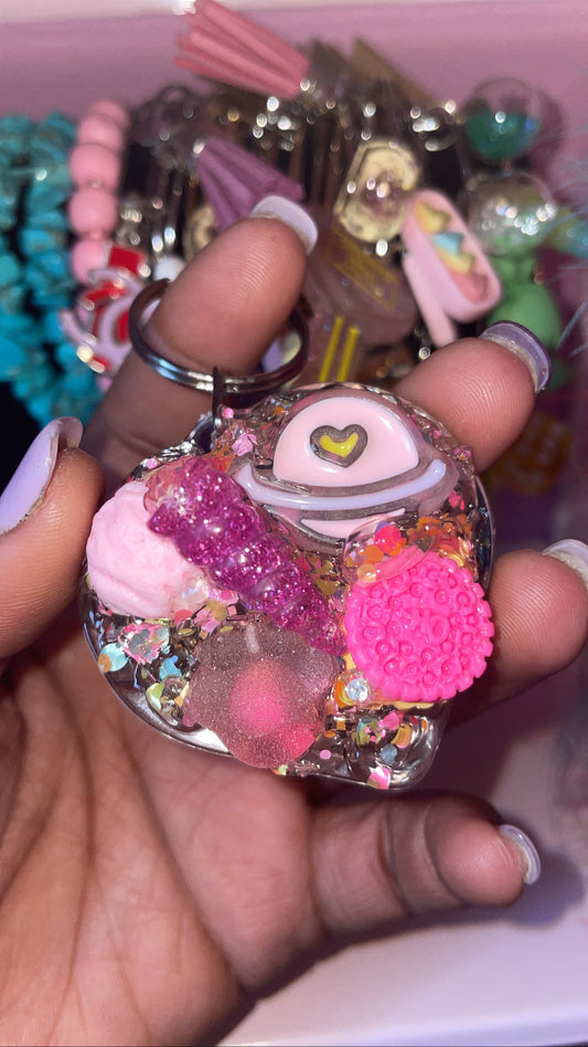 “ Pink Asteroid “  I Heart Custom Keychain