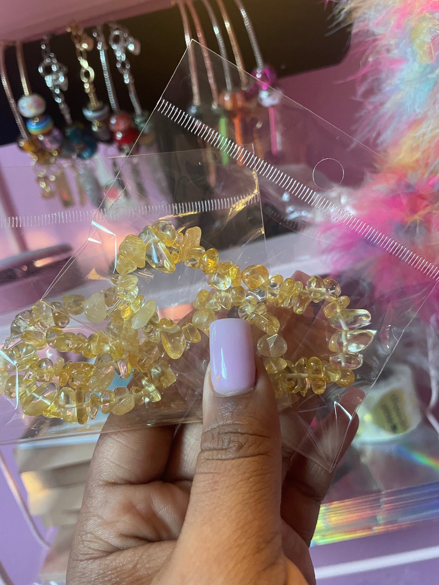 Citrine ( Yellow ) Crystal Chipped Bracelet 1Pc